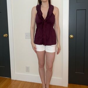 BCBGMaxAzria Deep Purple Ruffled Blouse